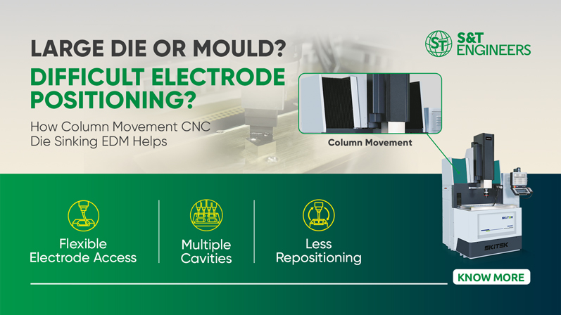 Large Die or Mould, Difficult Electrode Positioning? How Column Movement CNC Die Sinking EDM Helps