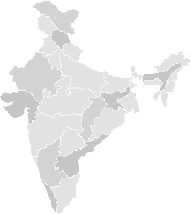 India map showing branch locations